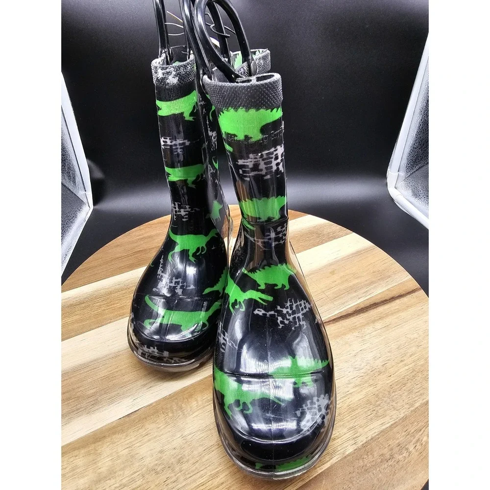 Childrens Light Up Dinosaur Pull On‎ Rain Boots Size 9/10